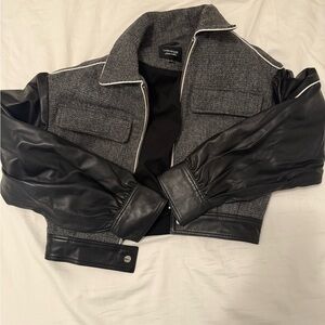 Lamarque Black and Charcoal Tweed Cropped Jacket